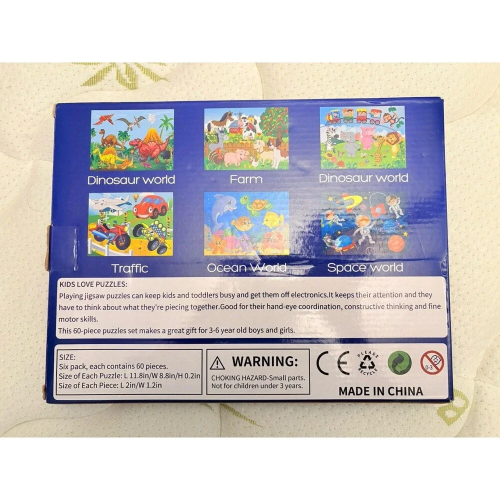 Bippidyci Wooden Jigsaw Puzzle | 6 Pack With 60 Pieces Each Theme | Ages 3+